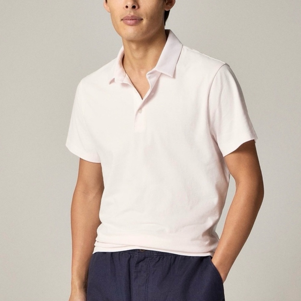 NWT J. Crew Sueded Cotton Polo Shirt Soft Pink